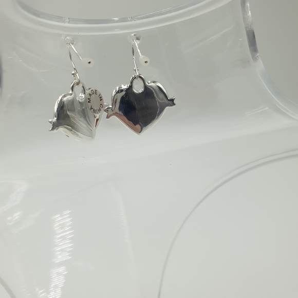 Guess Silver & Red Rhinestone Heart Pendant Hook Earrings - Picture 4 of 7